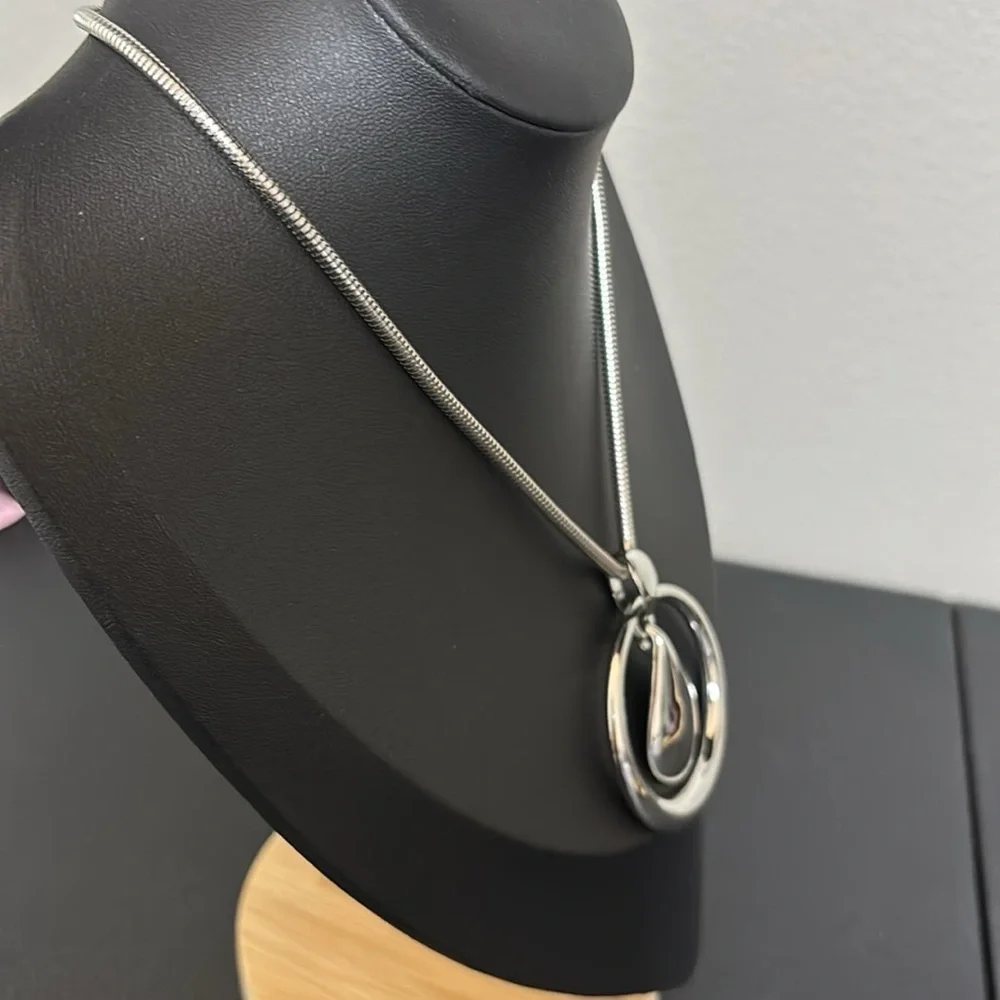 Chicos Silver Tone Slider Pendant Geometric Classy Necklace